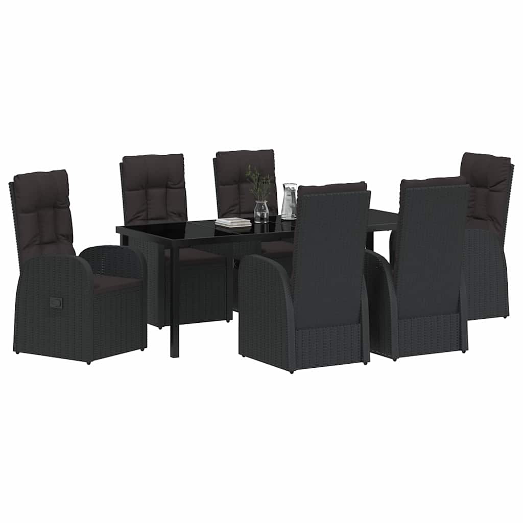 Garden Dining Set 7 pcs Black Poly Rattan