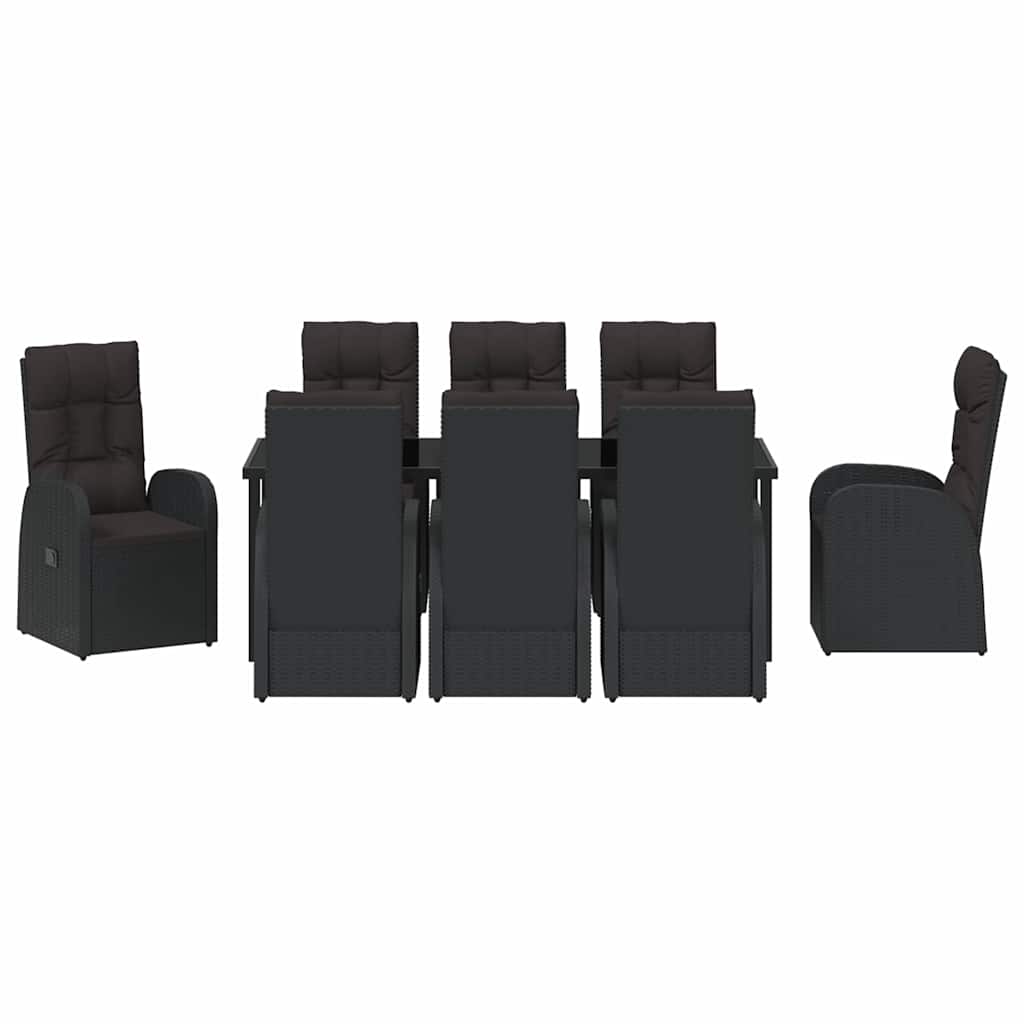 Garden Dining Set 9 pcs Black Poly Rattan