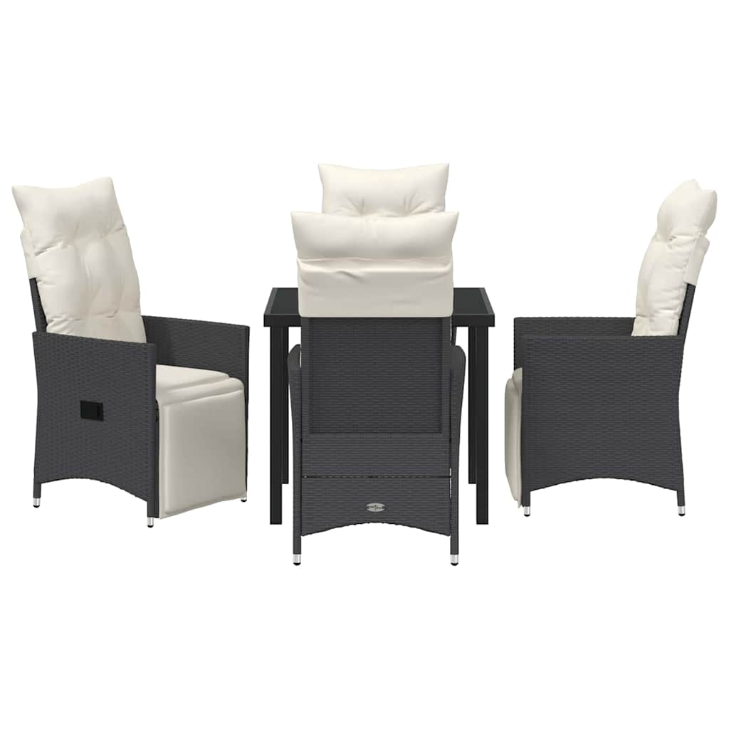 Garden Dining Set with Cushion 5 pcs Black Poly Rattan