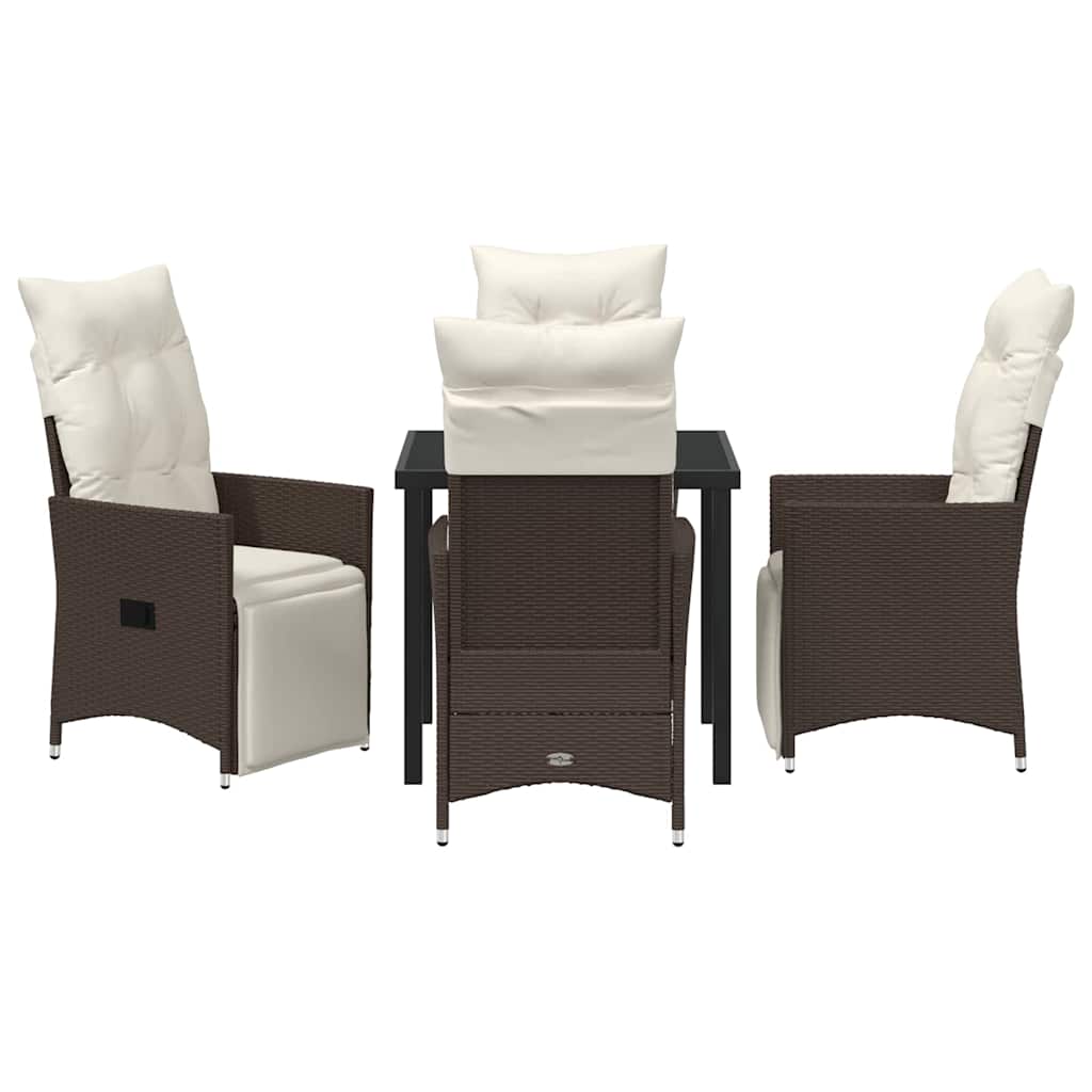 Garden Dining Set with Cushion 5 pcs Brown Poly Rattan