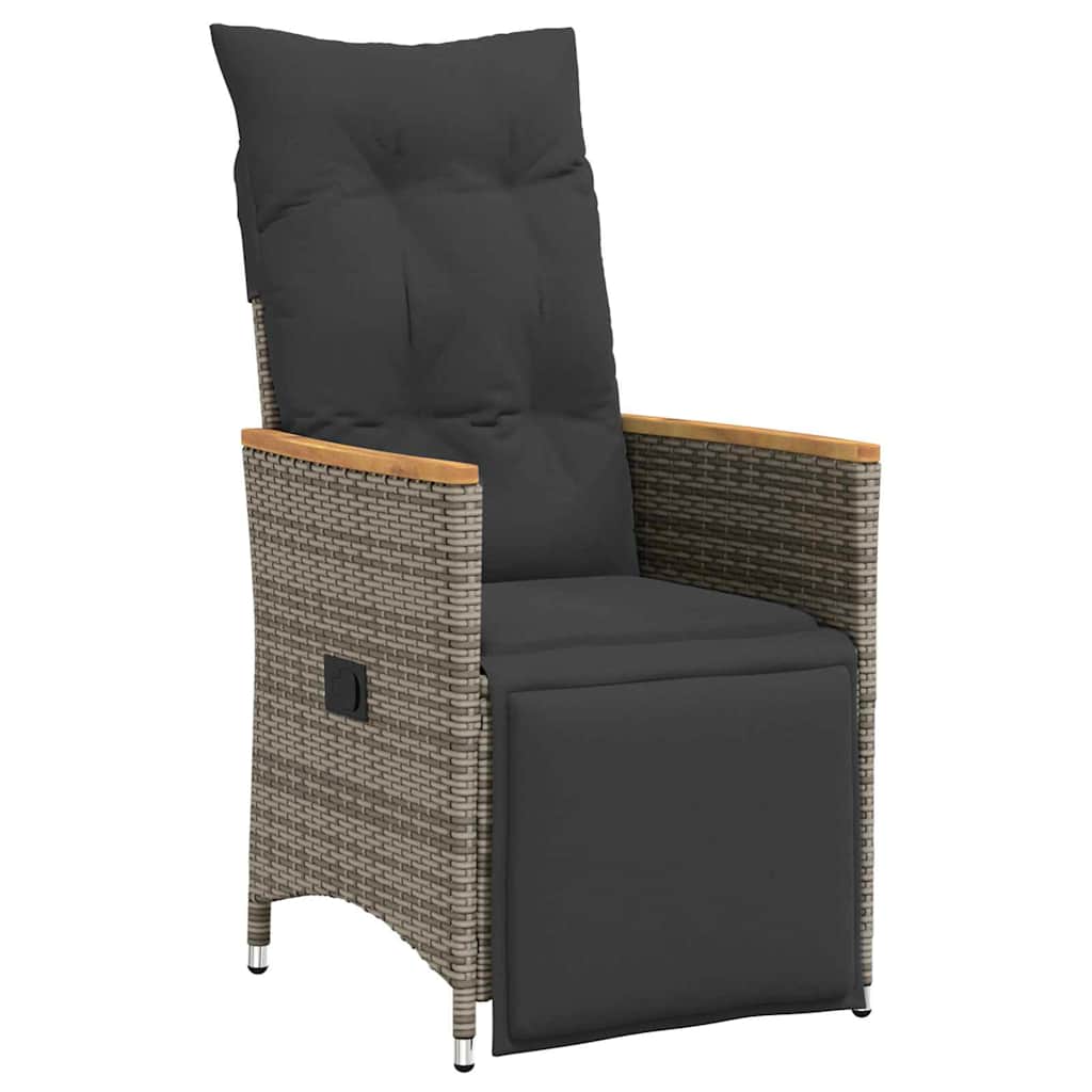 Garden Dining Set with Cushion 3 pcs Grey Poly Rattan