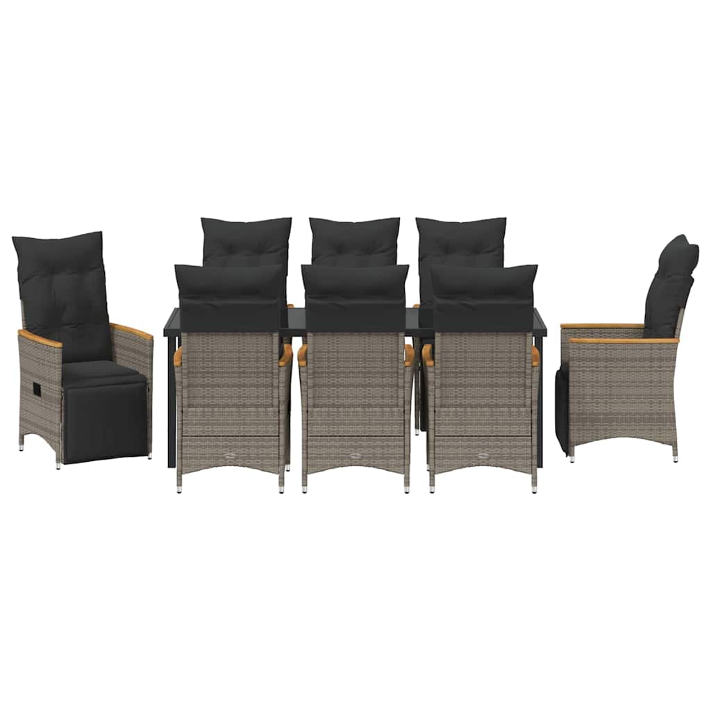 Garden Dining Set 9 pcs Grey Poly Rattan