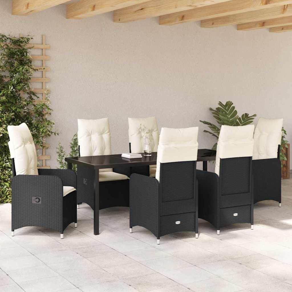 Garden Dining Set 7 pcs Black Poly Rattan