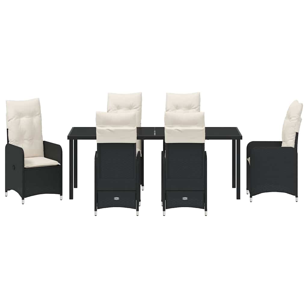 Garden Dining Set 7 pcs Black Poly Rattan