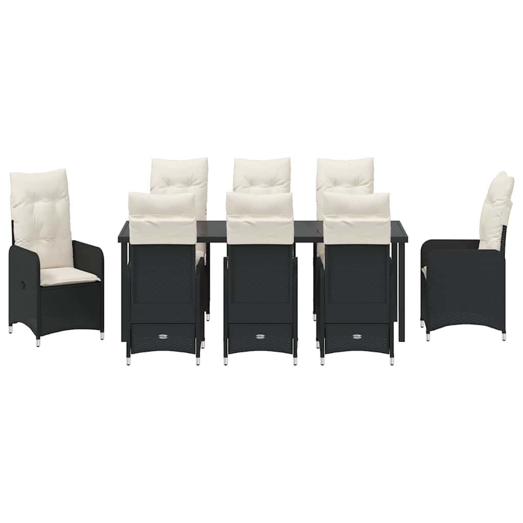Garden Dining Set 9 pcs Black Poly Rattan
