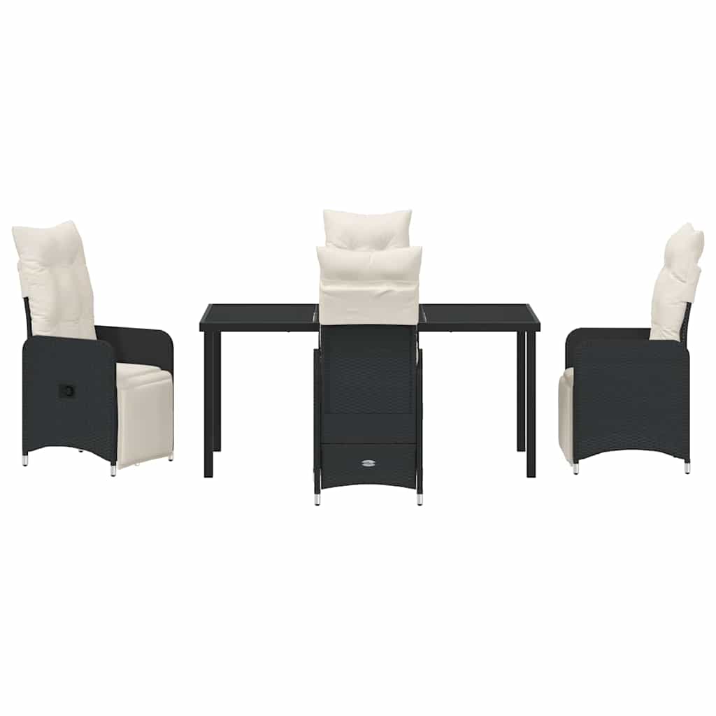 Garden Dining Set with Cushion 5 pcs Black Poly Rattan