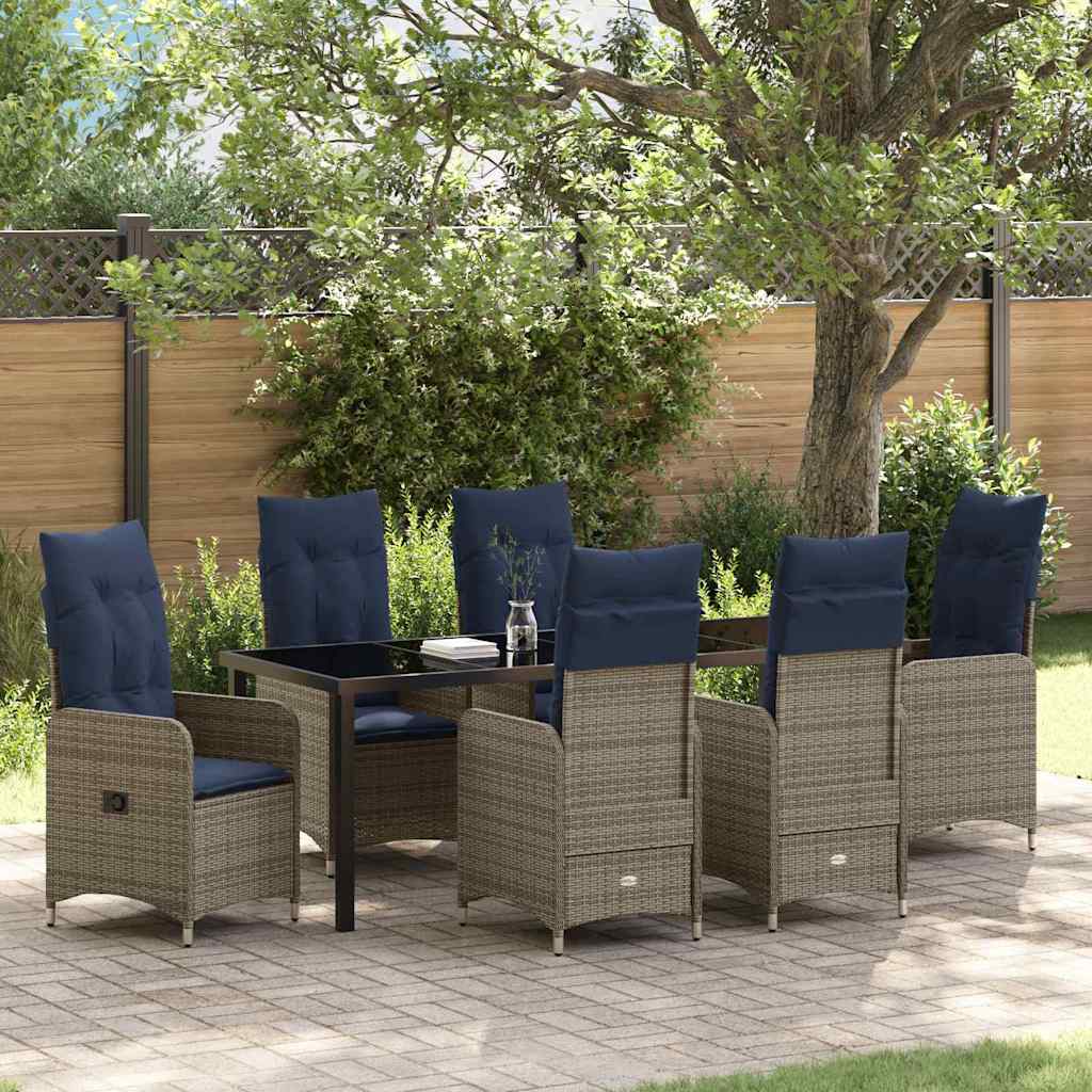 Garden Dining Set 7 pcs Black Poly Rattan