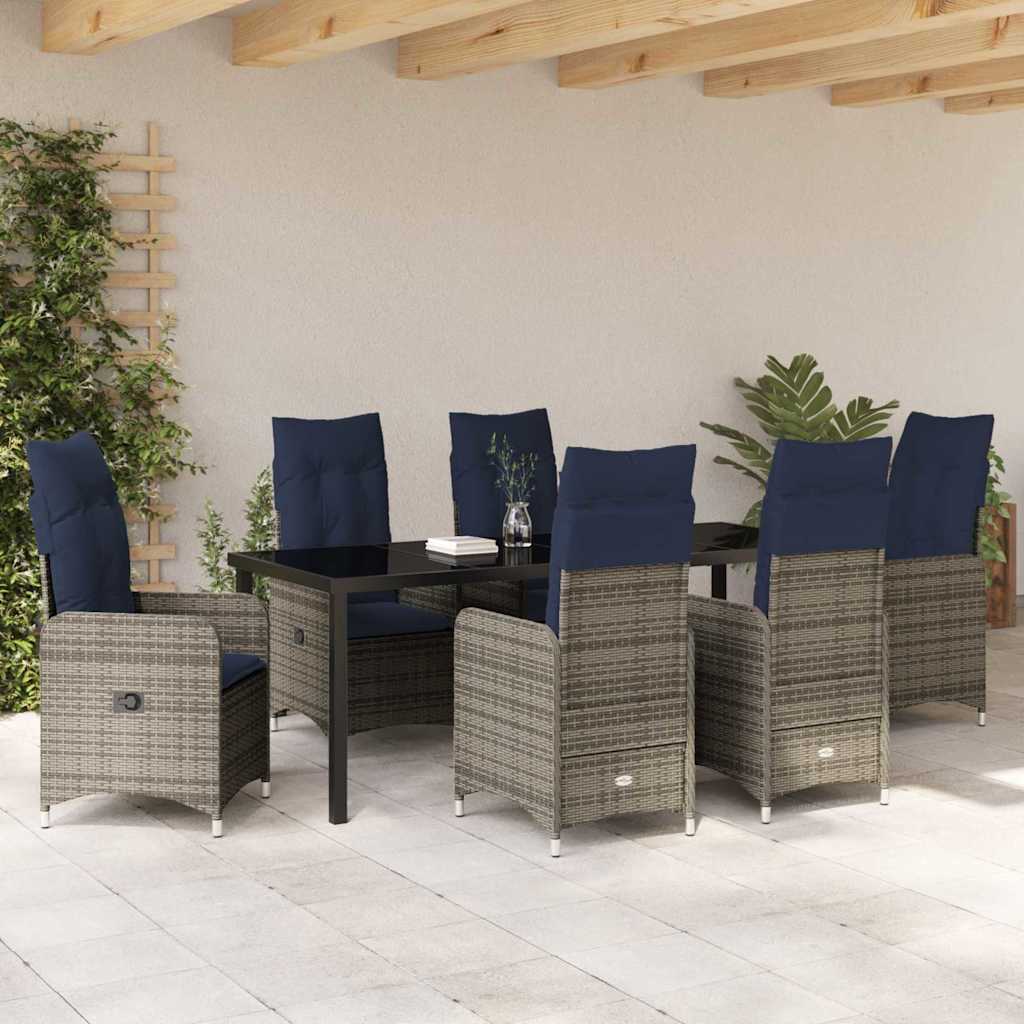 Garden Dining Set 7 pcs Black Poly Rattan