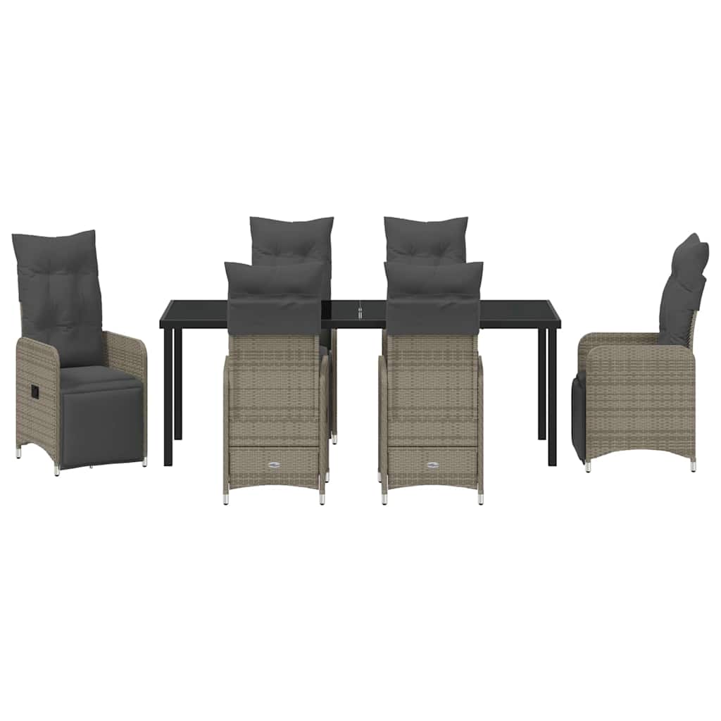 Garden Dining Set 7 pcs Grey Poly Rattan