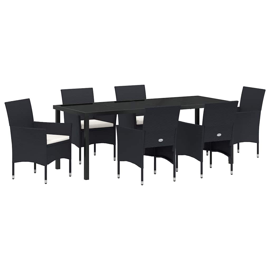 Garden Dining Set 7 pcs Black Poly Rattan