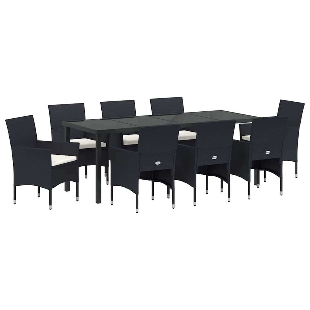Garden Dining Set 9 pcs Black Poly Rattan