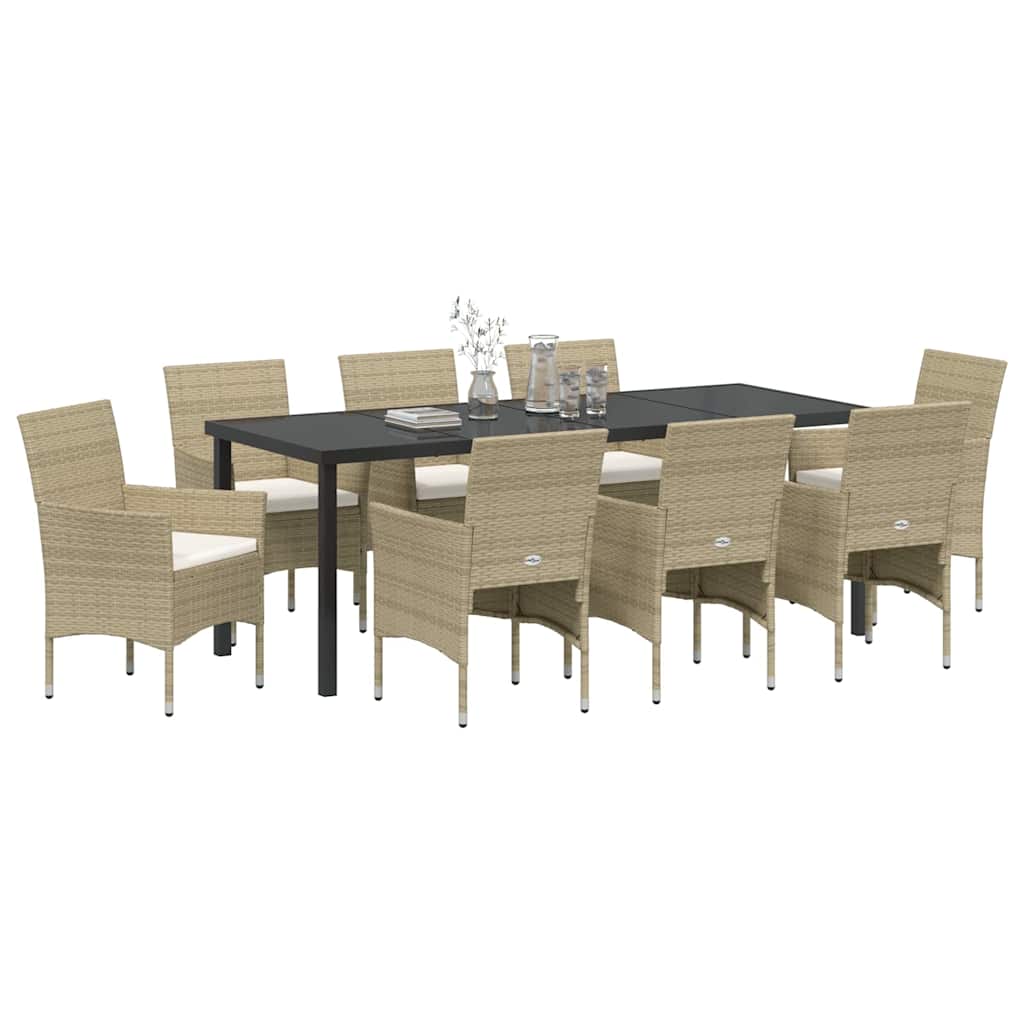 Garden Dining Set 9 pcs Beige Poly Rattan