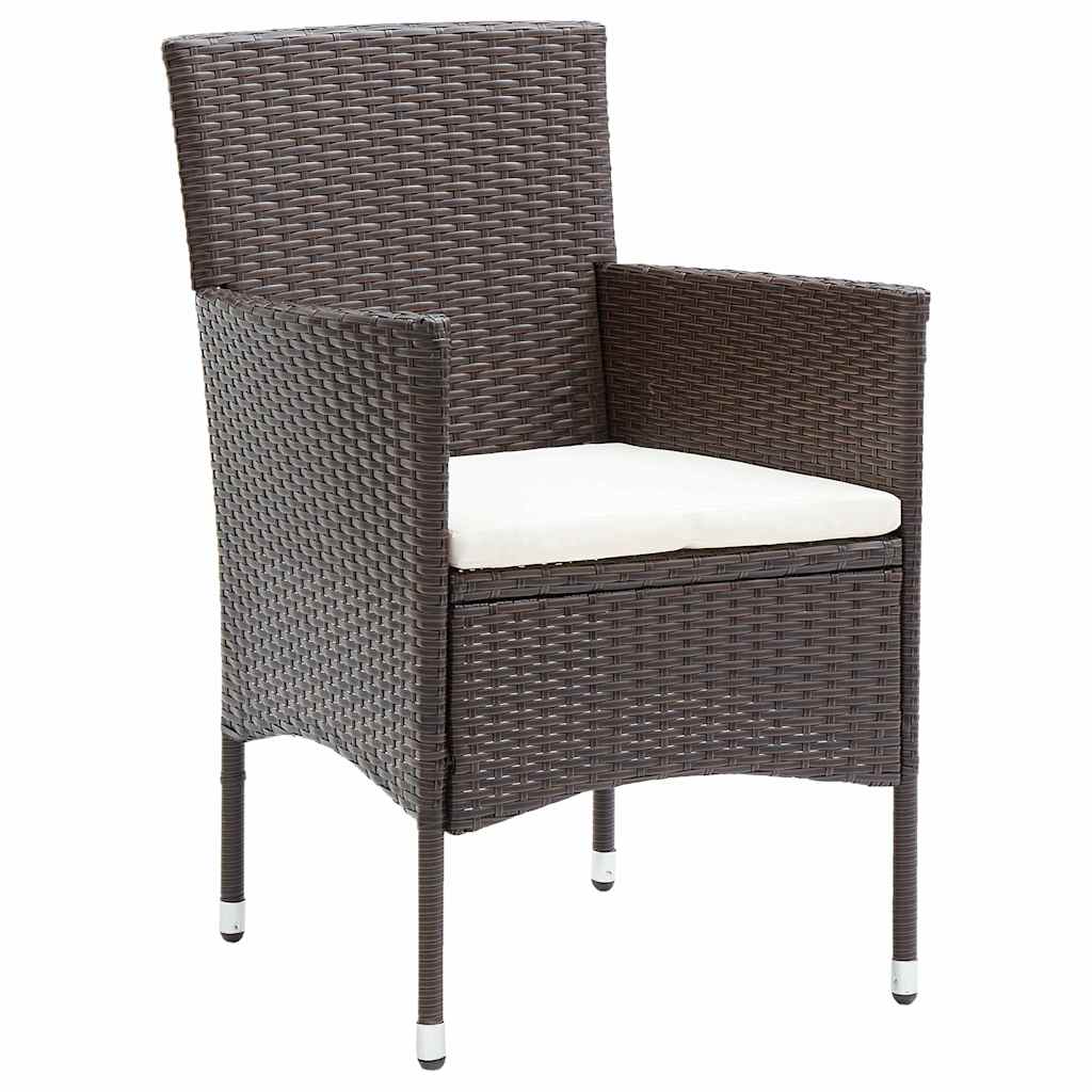 Garden Dining Set with Cushion 5 pcs Brown Poly Rattan