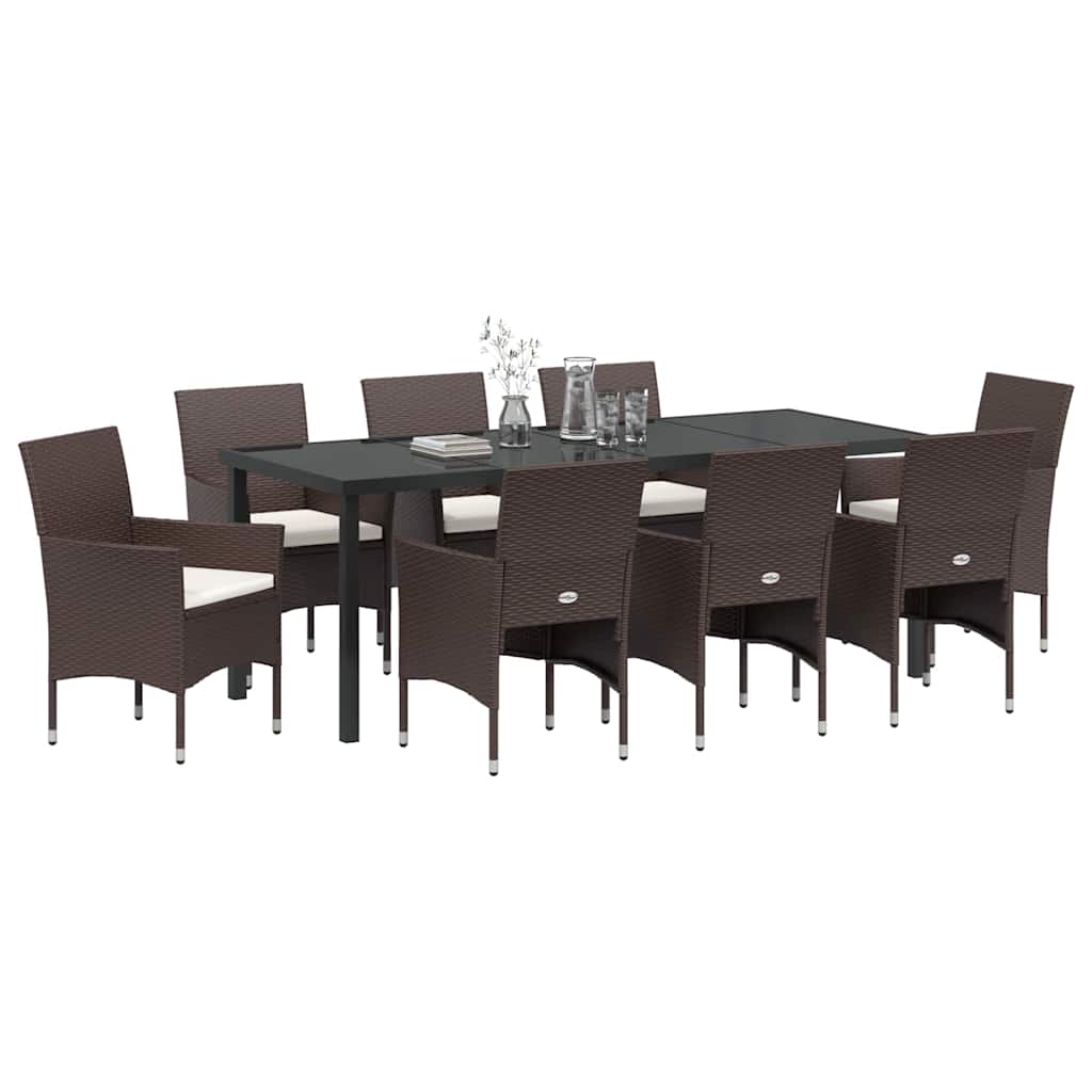 Garden Dining Set 9 pcs Brown Poly Rattan