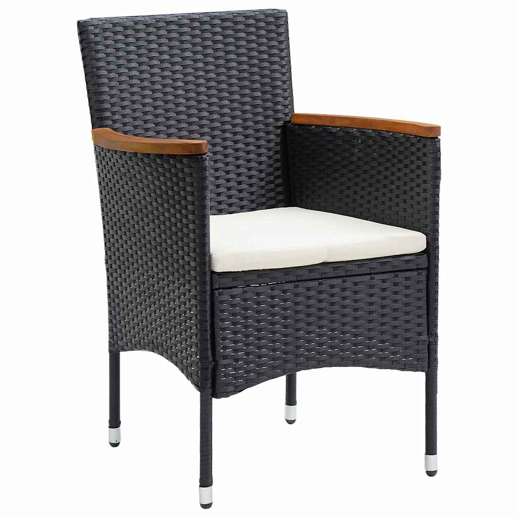 Garden Dining Set with Cushion 7 pcs Black Poly Rattan