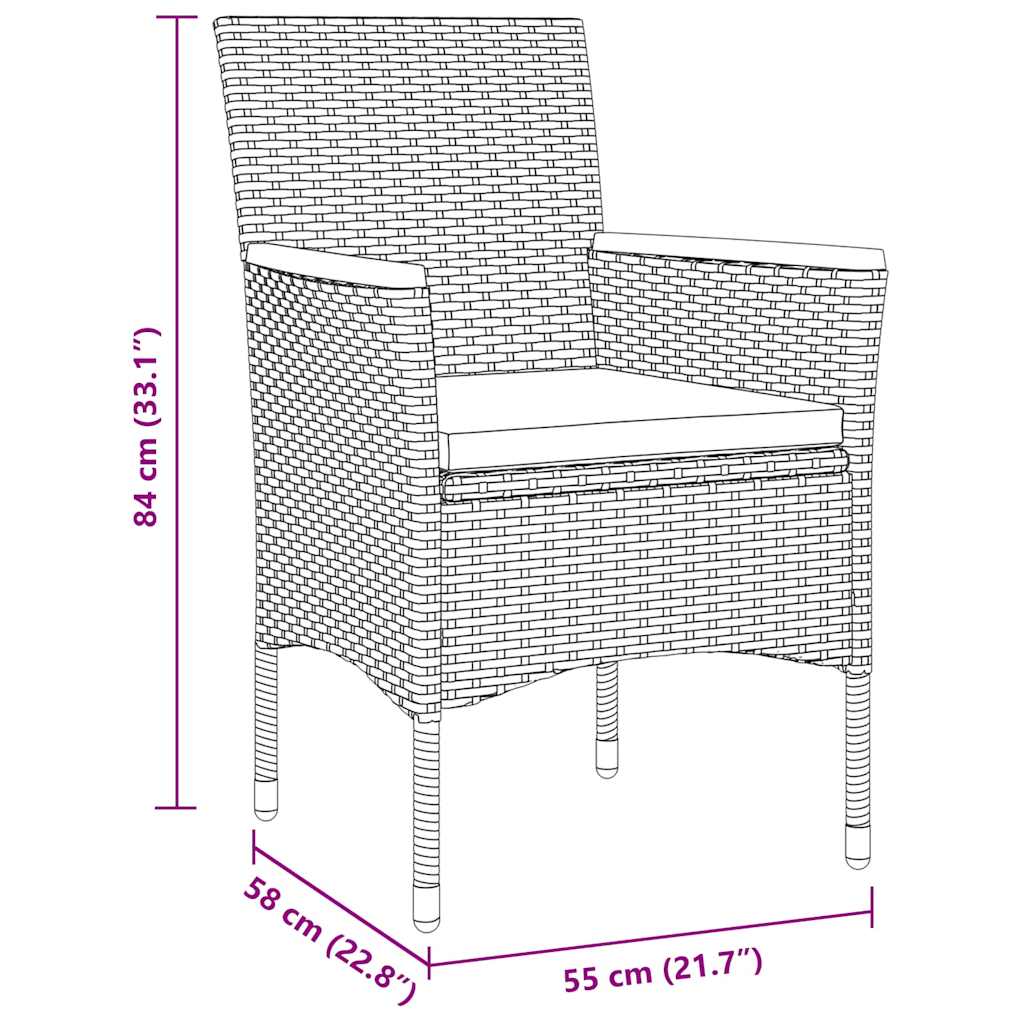Garden Dining Set with Cushion 7 pcs Black Poly Rattan