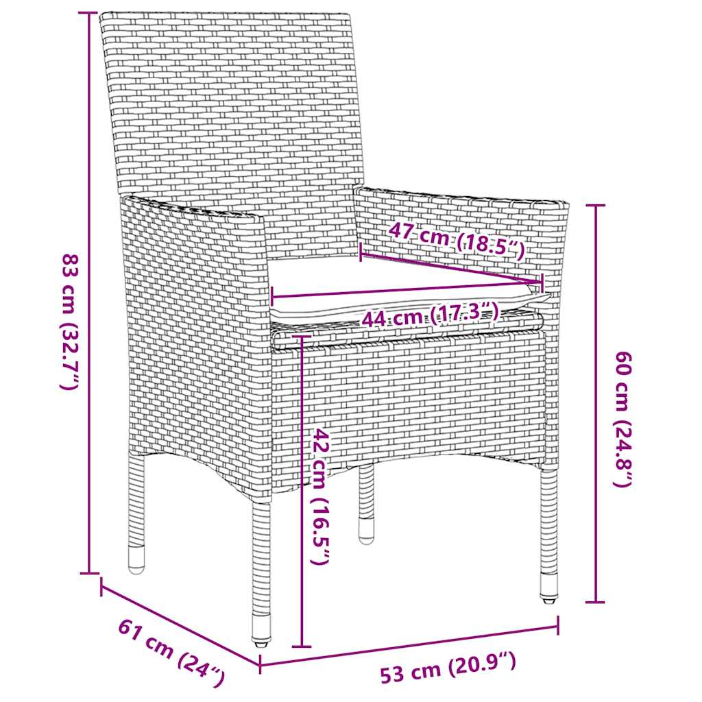Garden Dining Set with Cushion 5 pcs Light Grey Poly Rattan