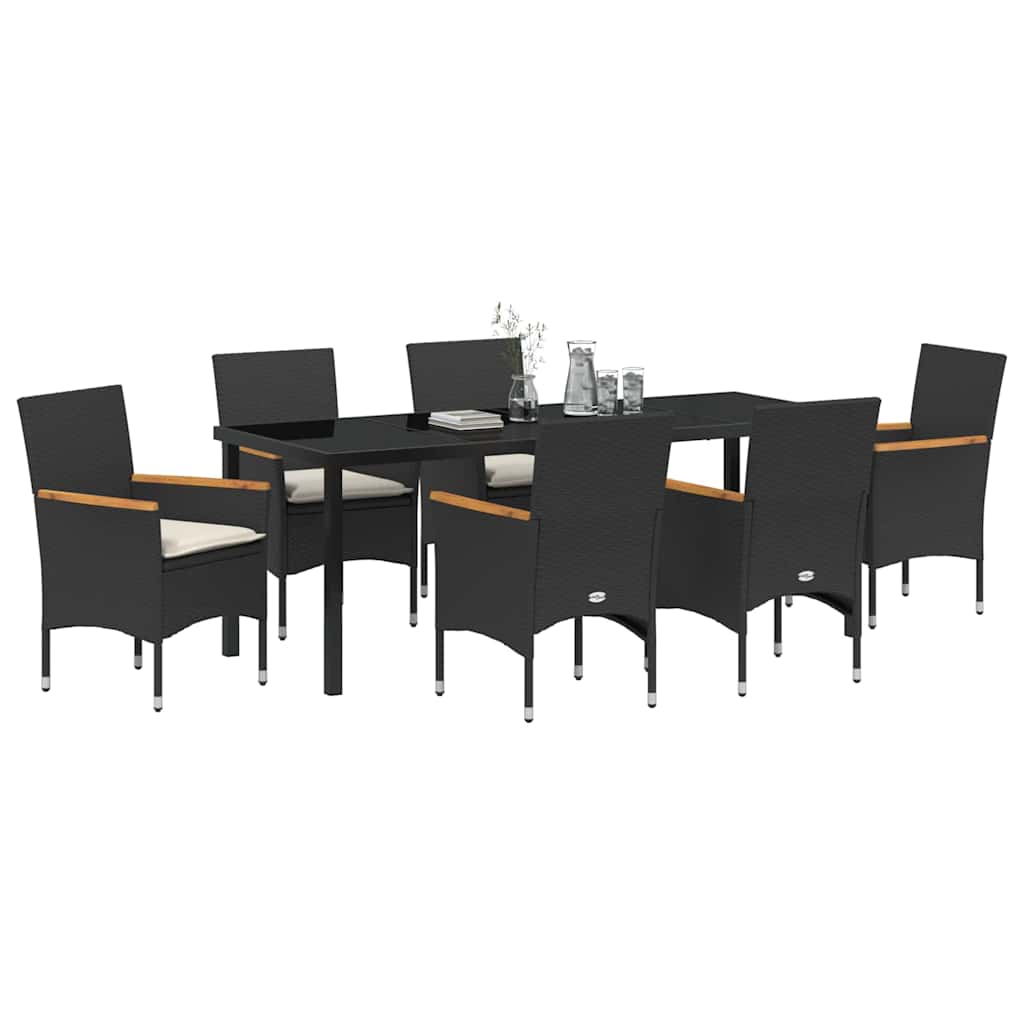 Garden Dining Set 7 pcs Black Poly Rattan