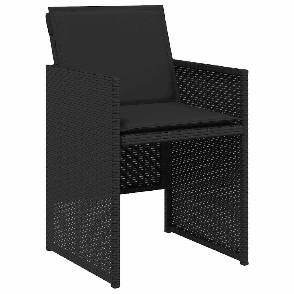 Garden Dining Set with Cushion 9 pcs Black Poly Rattan