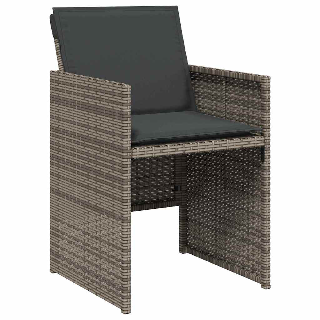Garden Dining Set with Cushion 9 pcs Grey Poly Rattan