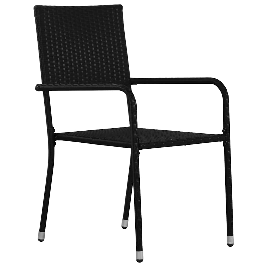 Garden Dining Set with Cushion 9 pcs Black Poly Rattan