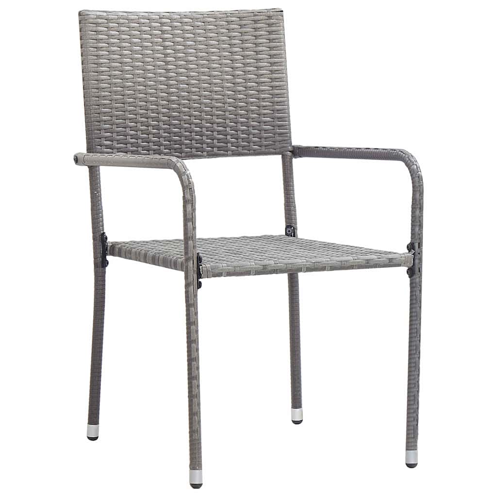 Garden Dining Set with Cushion 7 pcs Grey Poly Rattan