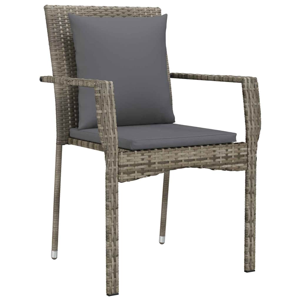 Garden Dining Set with Cushion 7 pcs Grey Poly Rattan