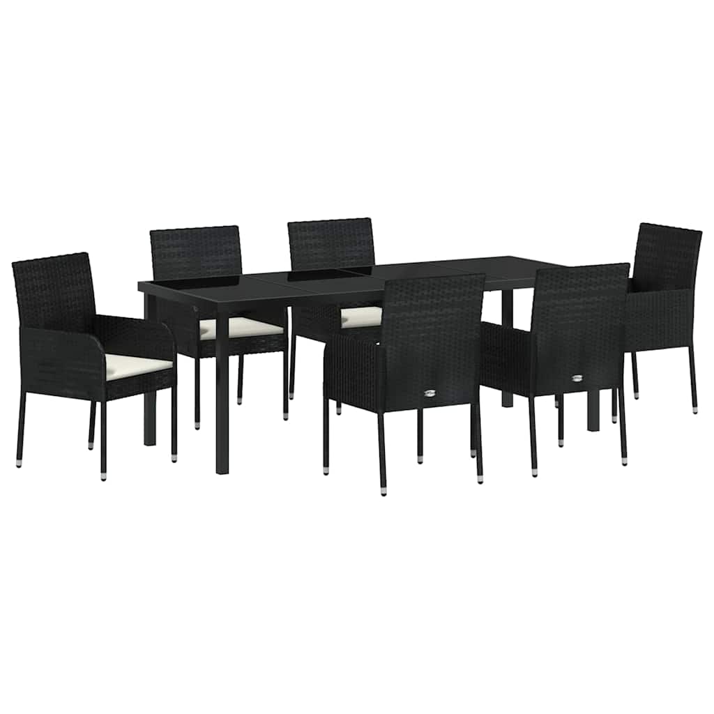 Garden Dining Set 7 pcs Black Poly Rattan