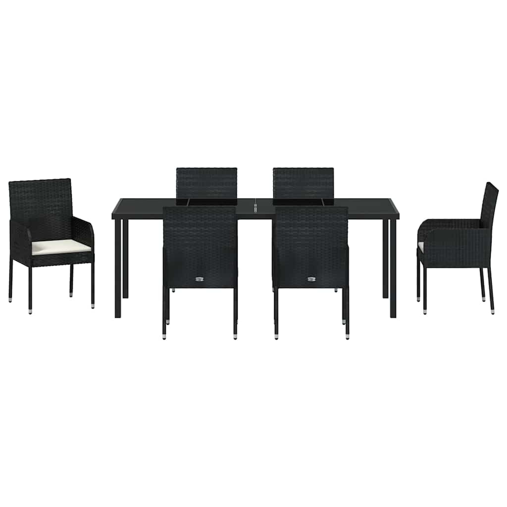 Garden Dining Set 7 pcs Black Poly Rattan
