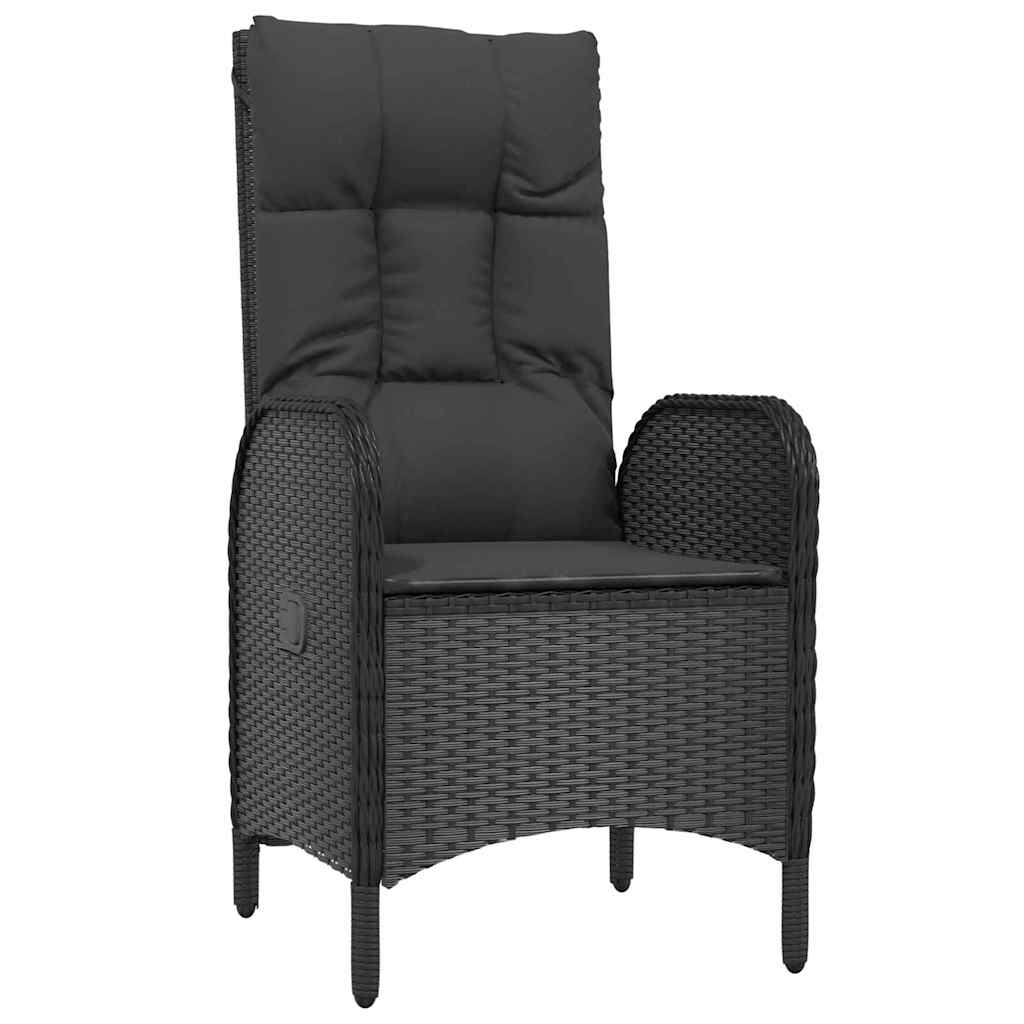 Garden Dining Set with Cushion 7 pcs Black Poly Rattan