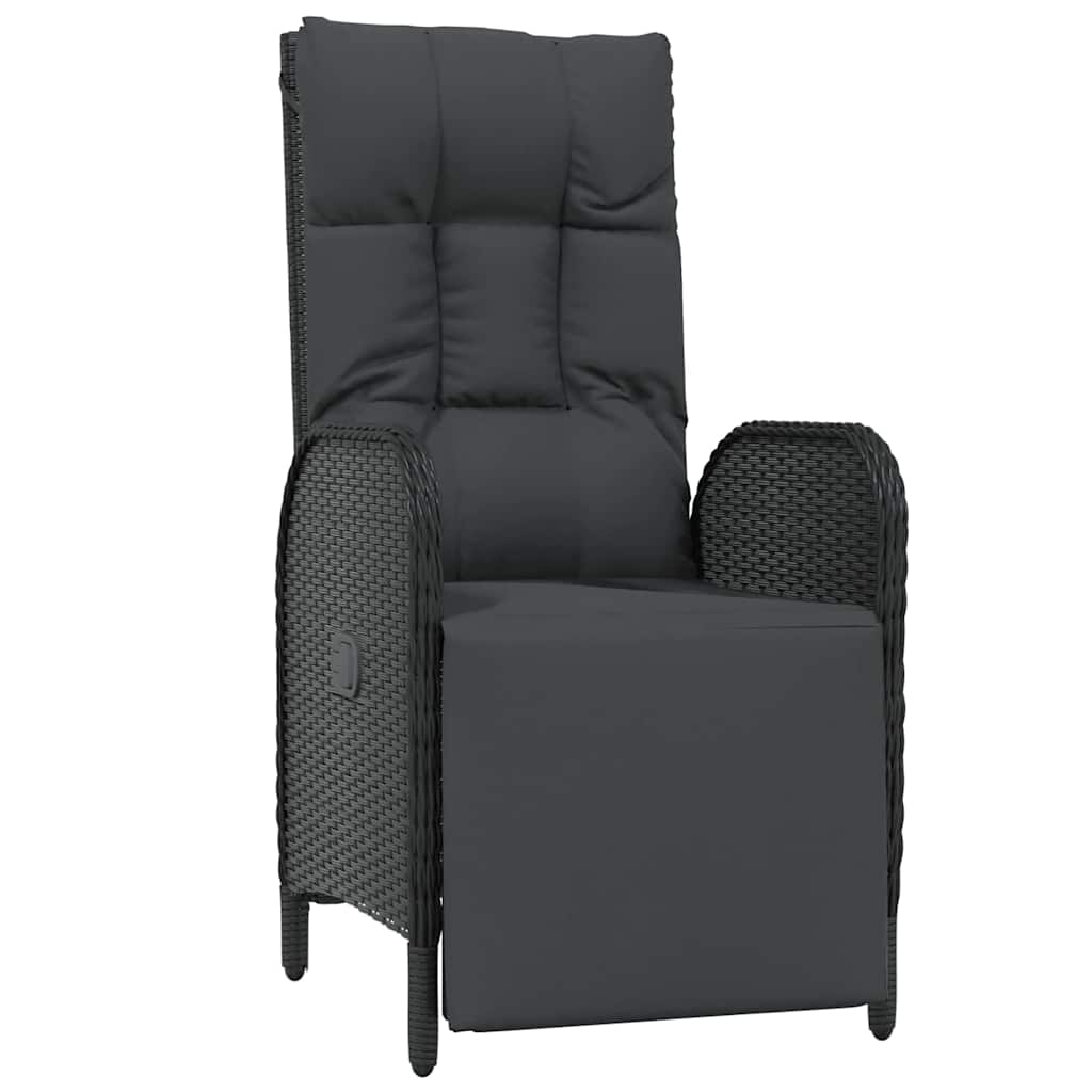 Garden Dining Set with Cushion 7 pcs Black Poly Rattan
