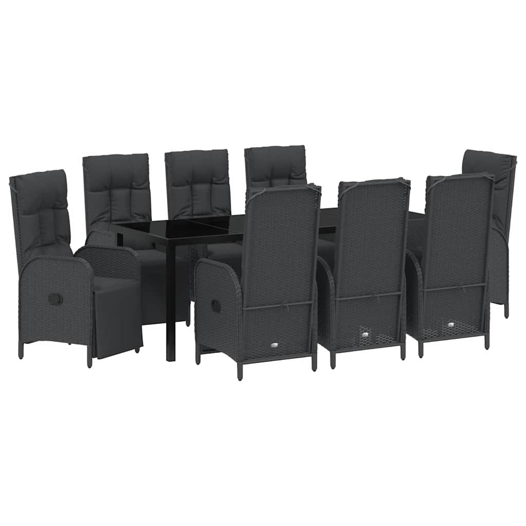 Garden Dining Set 9 pcs Black Poly Rattan