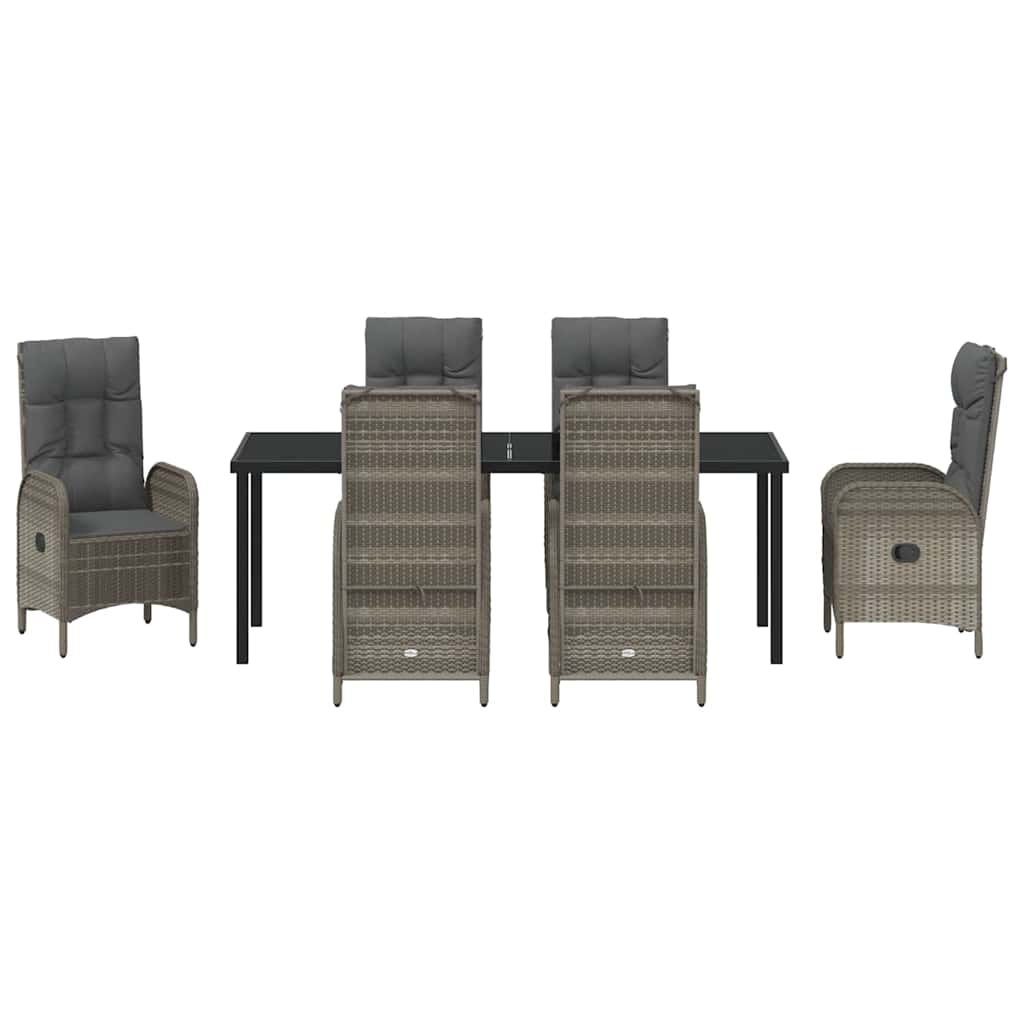 Garden Dining Set 7 pcs Grey Poly Rattan