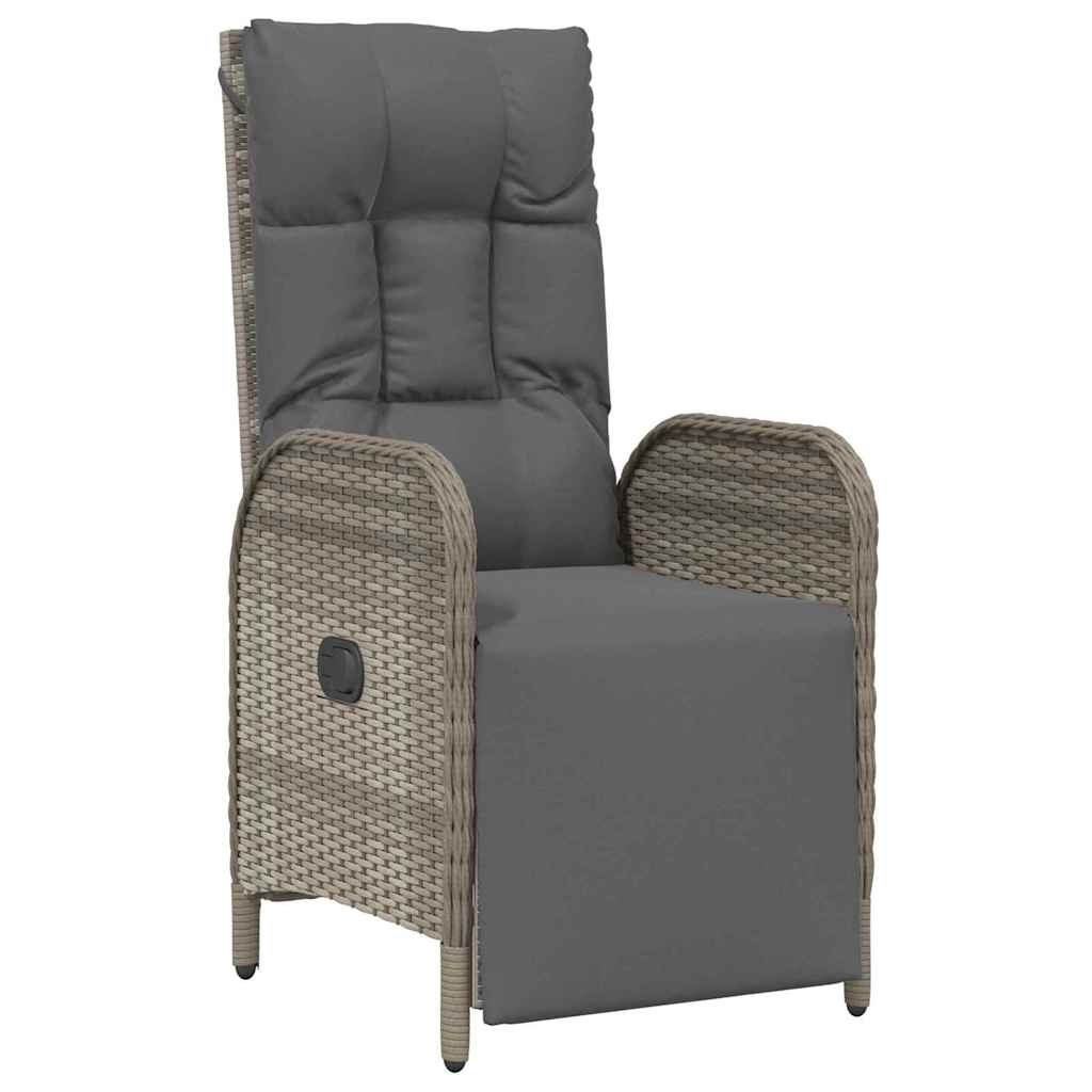 Garden Dining Set with Cushion 7 pcs Grey Poly Rattan