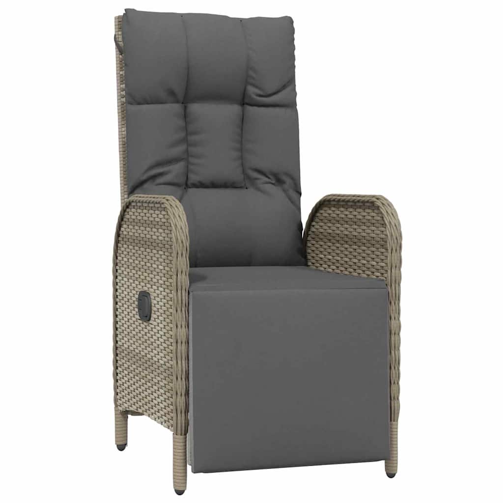 Garden Dining Set with Cushion 9 pcs Grey Poly Rattan
