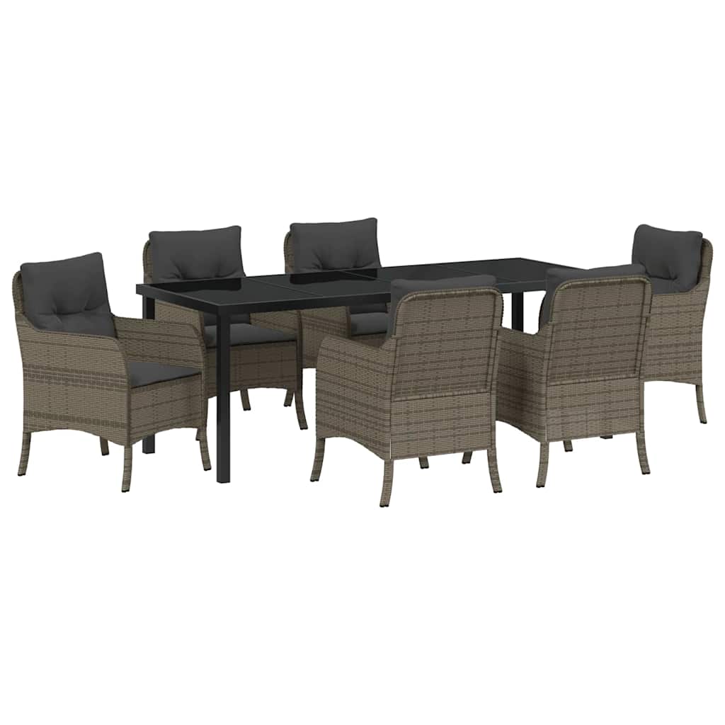 Garden Dining Set 7 pcs Grey Poly Rattan
