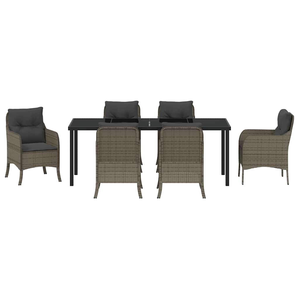 Garden Dining Set 7 pcs Grey Poly Rattan