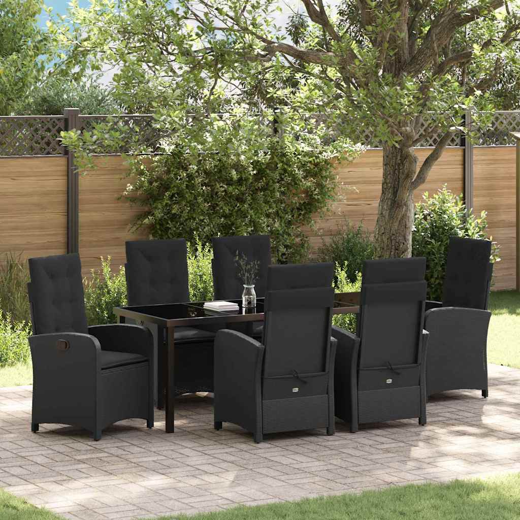 Garden Dining Set 7 pcs Black Poly Rattan