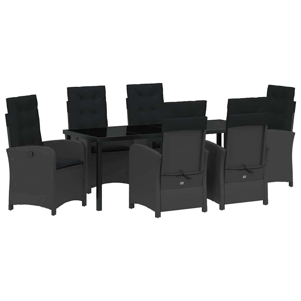 Garden Dining Set 7 pcs Black Poly Rattan