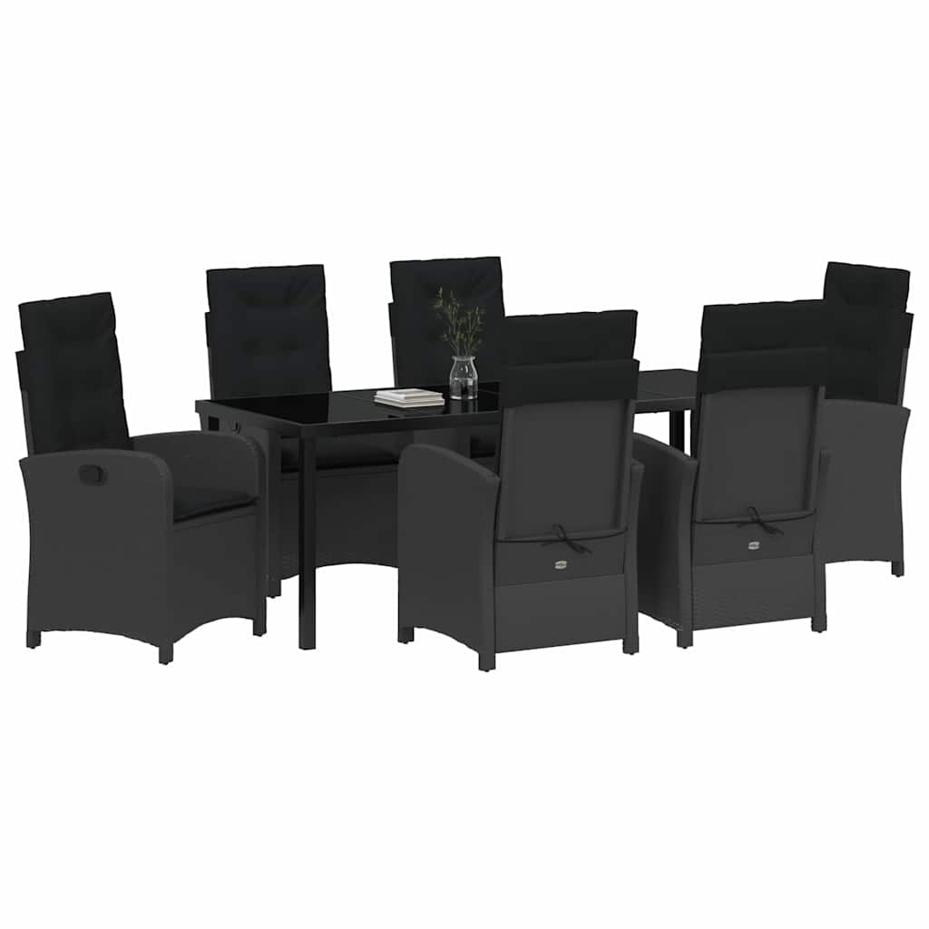 Garden Dining Set 7 pcs Black Poly Rattan