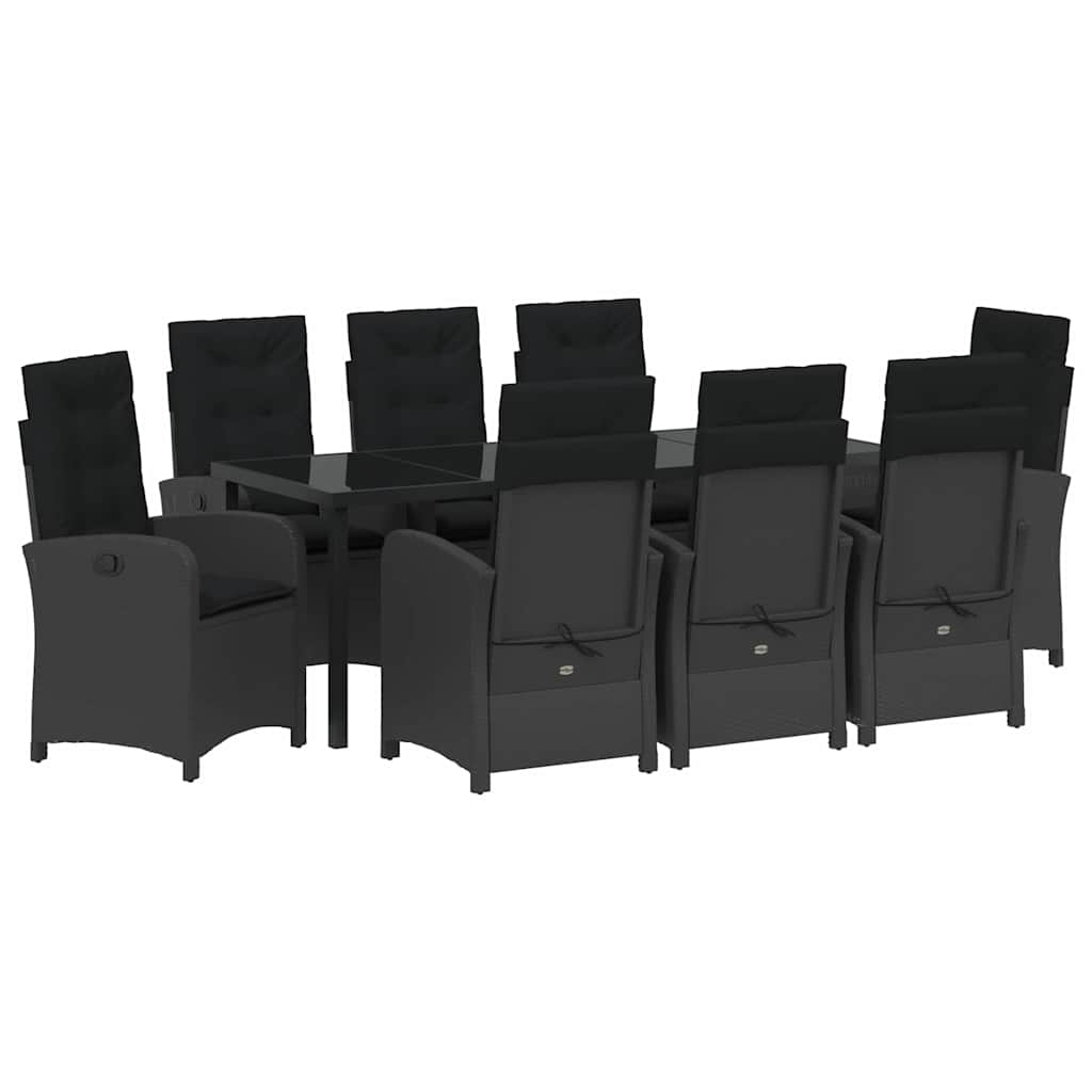 Garden Dining Set 9 pcs Black Poly Rattan
