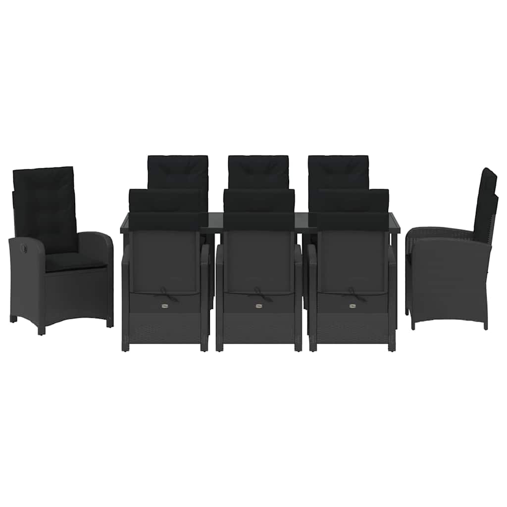 Garden Dining Set 9 pcs Black Poly Rattan