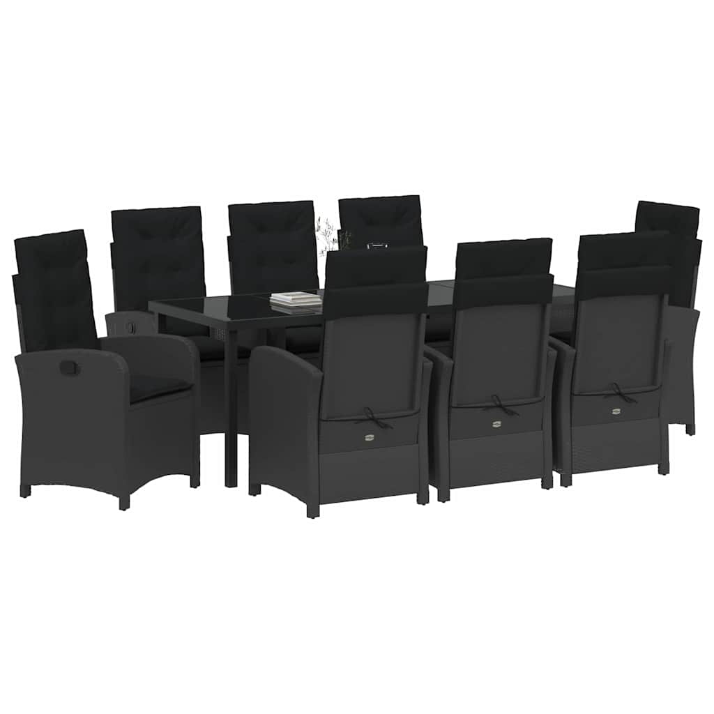 Garden Dining Set 9 pcs Black Poly Rattan