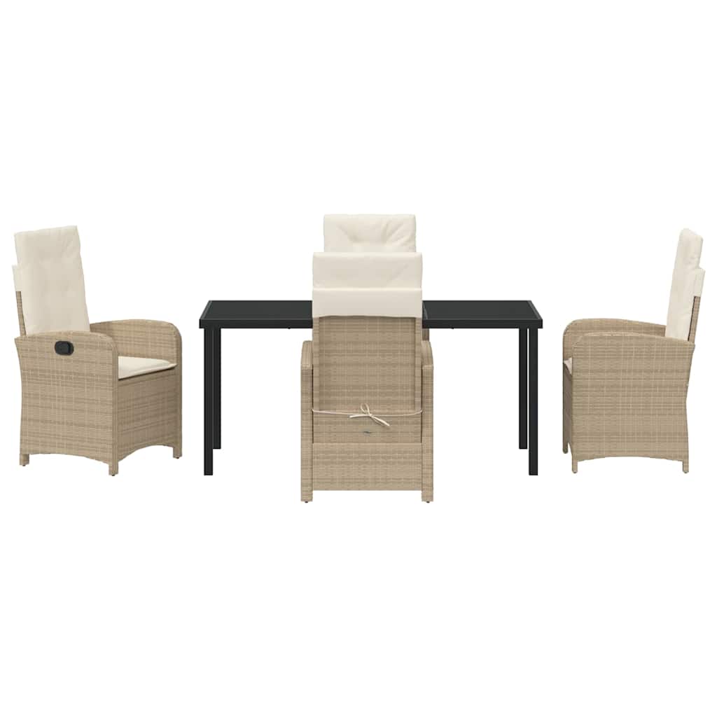 Garden Dining Set with Cushion 5 pcs Beige Poly Rattan