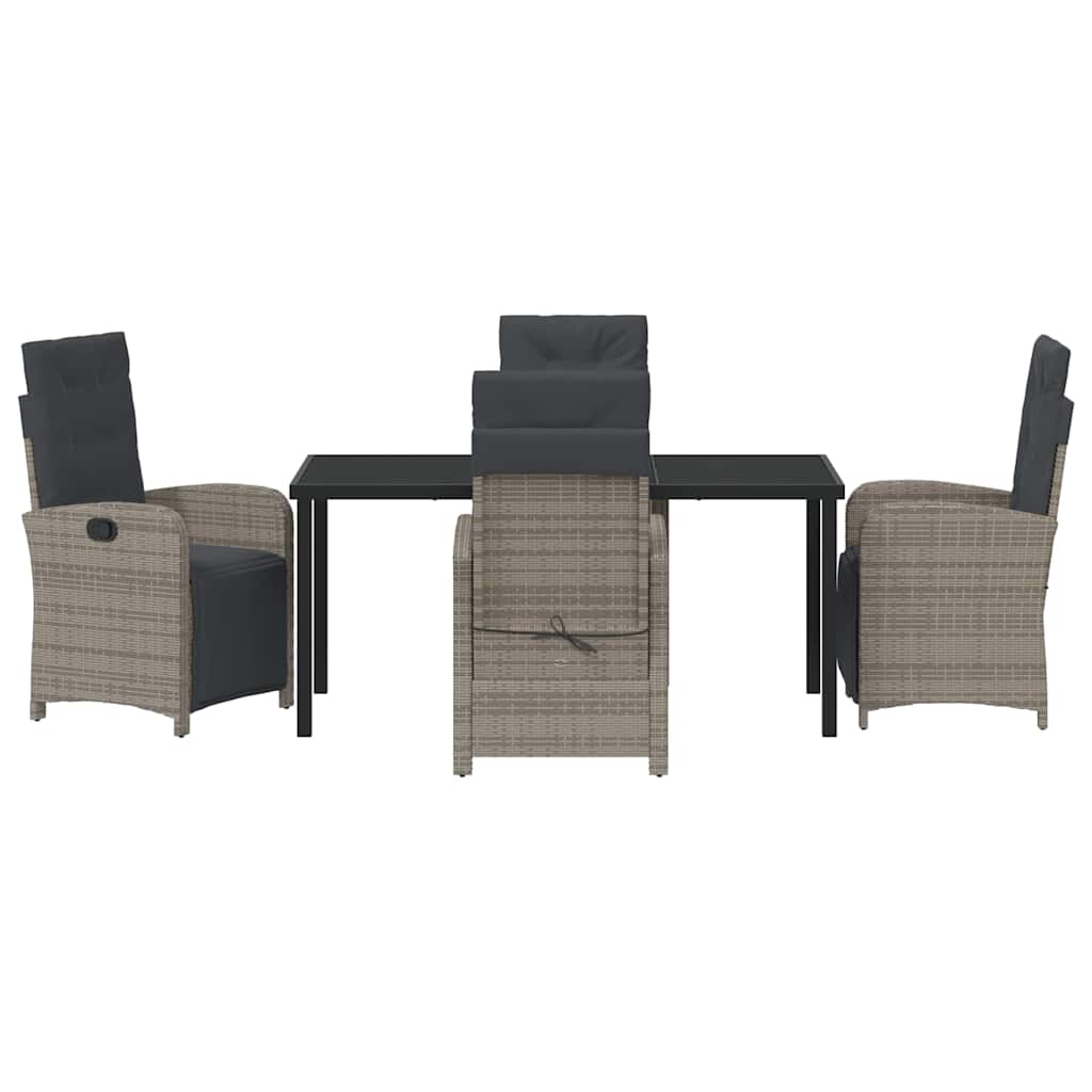 Garden Dining Set with Cushion 5 pcs Grey Poly Rattan