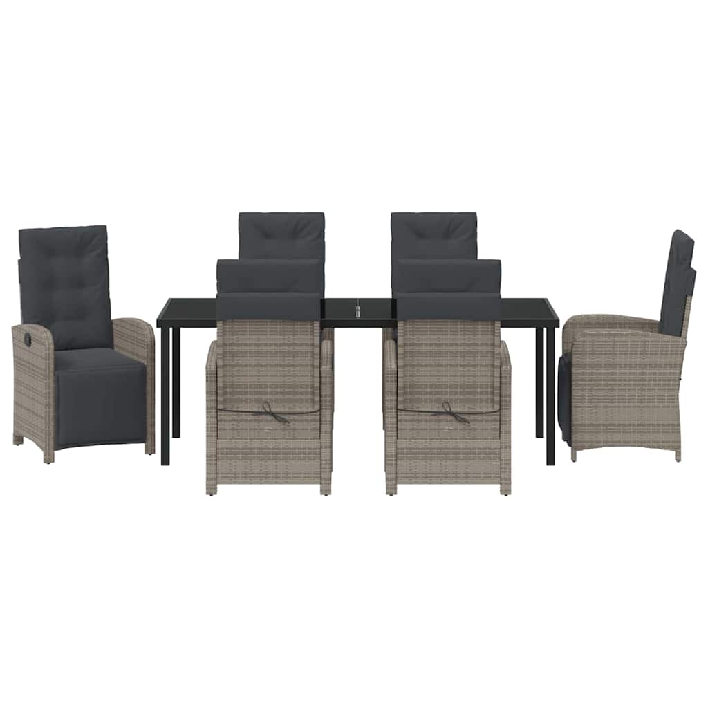 Garden Dining Set with Cushion 7 pcs Grey Poly Rattan