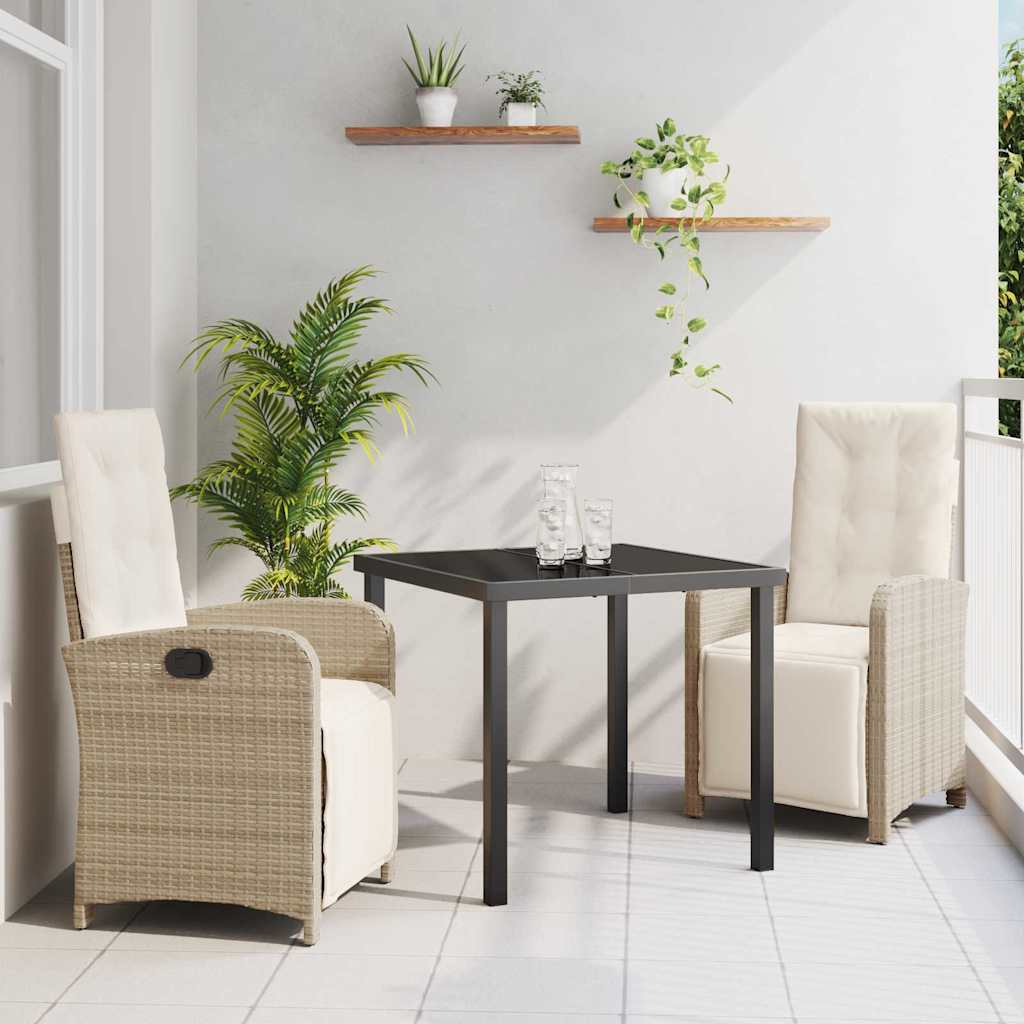 Garden Dining Set with Cushion 3 pcs Beige Poly Rattan