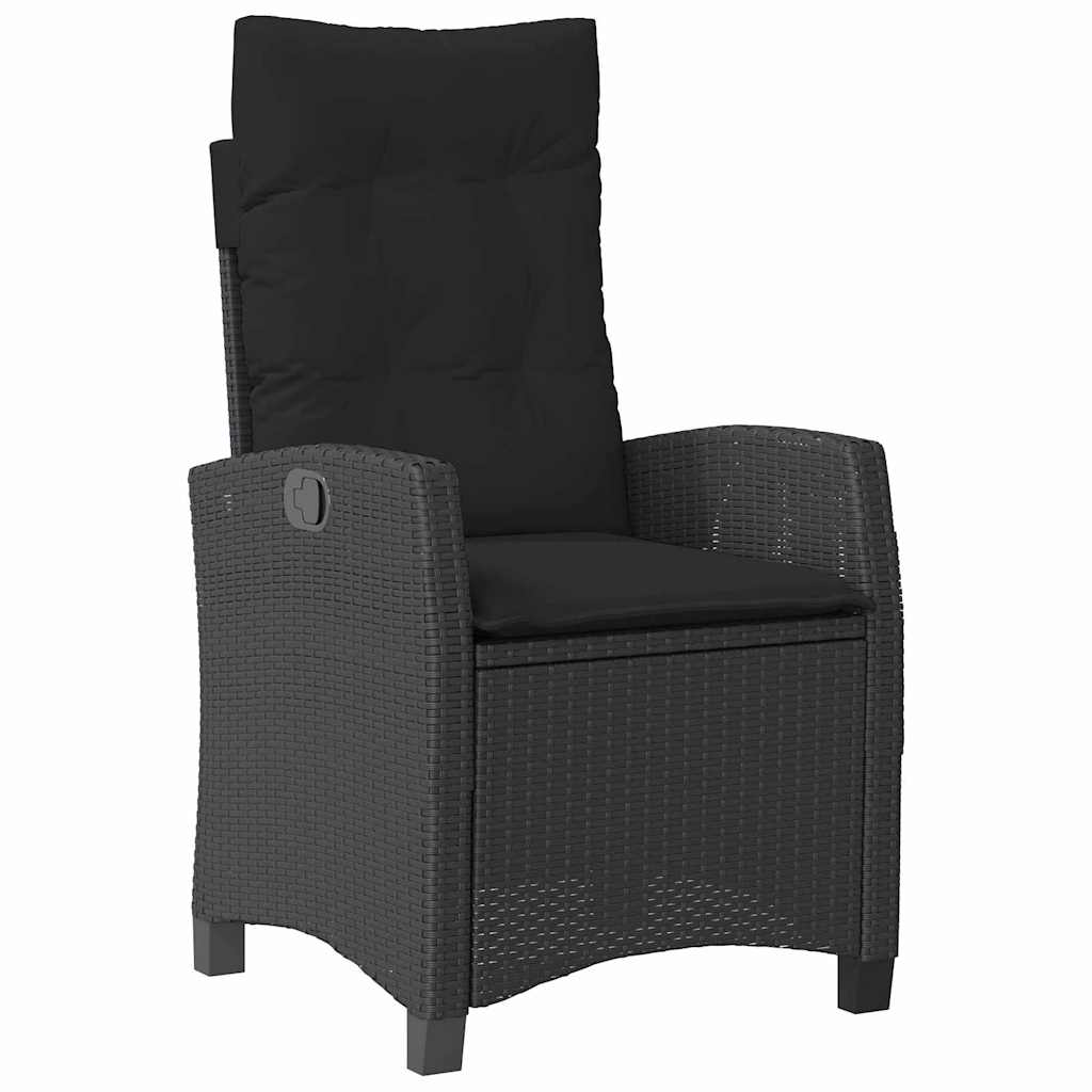 Garden Dining Set with Cushion 9 pcs Black Poly Rattan