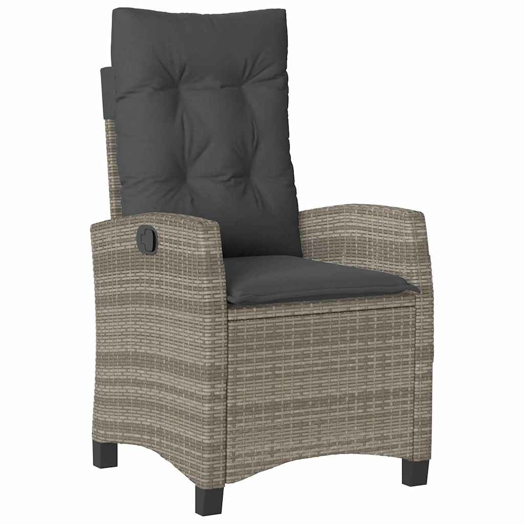Garden Dining Set with Cushion 5 pcs Grey Poly Rattan