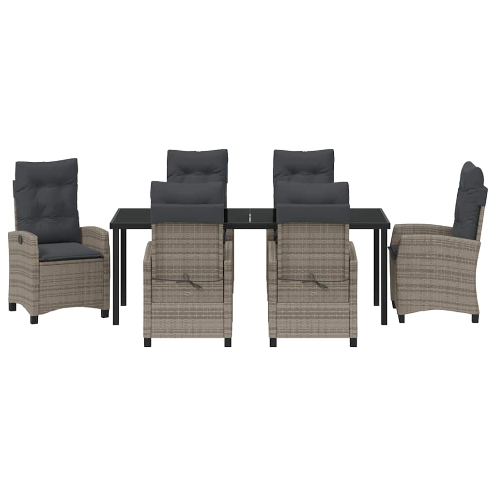 Garden Dining Set with Cushion 7 pcs Grey Poly Rattan